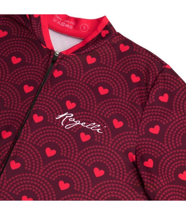 Rogelli Rogelli Hearts Ladies KM Wielershirt Bordeaux/Roze