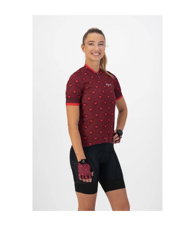 Rogelli Rogelli Hearts Ladies KM Wielershirt Bordeaux/Roze