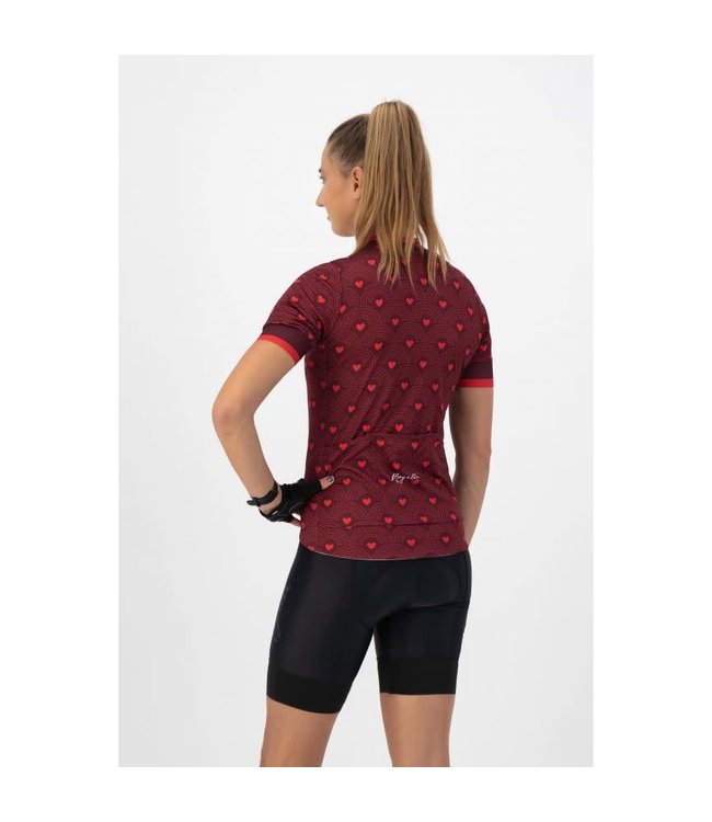 Rogelli Rogelli Hearts Ladies KM Wielershirt Bordeaux/Roze