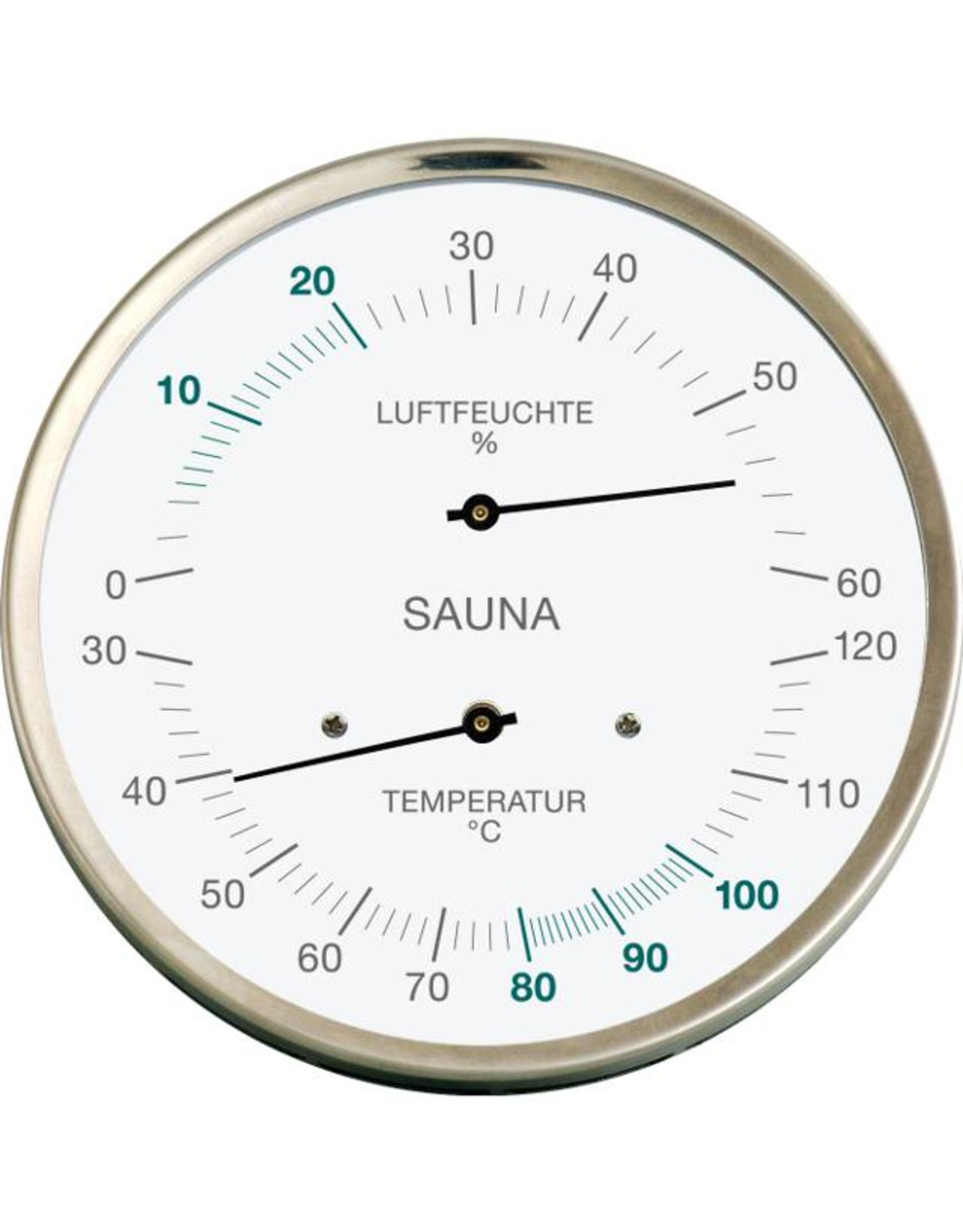 Fischer 004 Voor sauna, thermo- en hygrometer,  roestvrij stalen frame