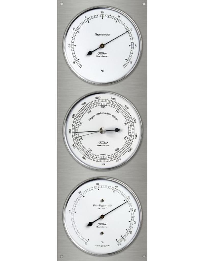 Fischer010 Hygrometer thermometer, barometer, in roestvrij stalen