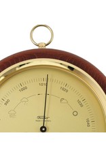 Fischer 014  Barometer Ø 20 cm met thermometer en hygrometer, in fraaie houten lijst