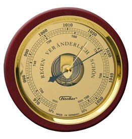 Fischer 015  Barometer  in mooie klassieke uitvoering gevat in houten lijst, Ø 24 cm