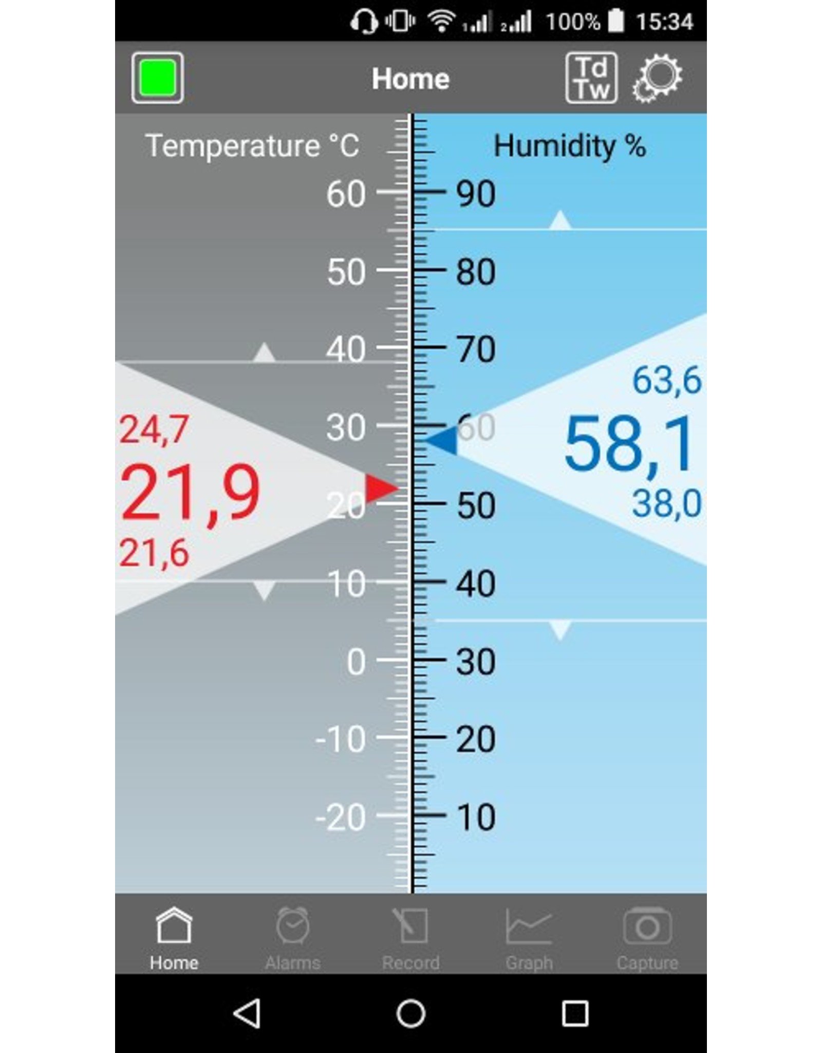 TFA 001 Hygrometer en thermometer voor smartphones - met app - ZWART