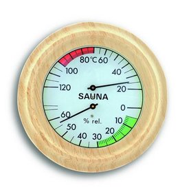 TFA 010  Voor sauna, thermo-hygrometer, met comfortzones, Ø13cm