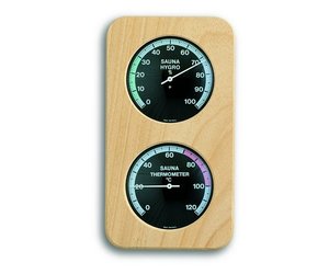 Sauna thermo/hygrometer met rechte houten frame - zwembaden