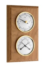 TFA 021 Hygrometer en thermometer, tevens met barometer, mooie eikenhouten lijst