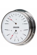 Lufft 008 thermo-hygrometer, sauna's, messing verchroomde kast, afstandhouders