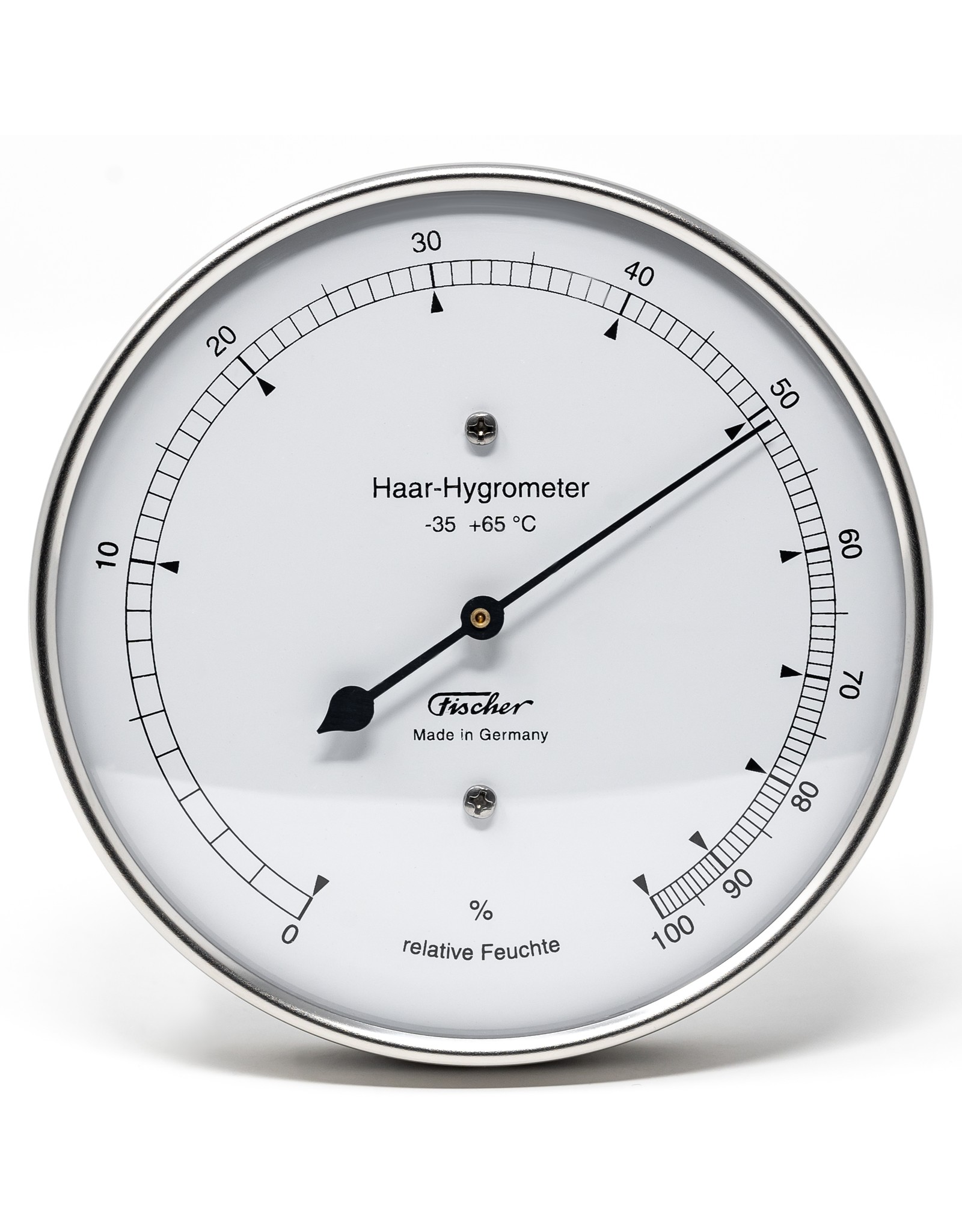 Fischer 005 Hygrometer mensenhaar,  Ø 10 cm, stijlvol, roestvrij stalen frame