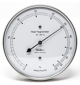 Fischer 005 Hygrometer mensenhaar,  Ø 10 cm, stijlvol, roestvrij stalen frame