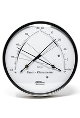 Fischer 006 Hygrometer en thermometer, Ø 13 cm met comfort-zone, roestvrij stalen behuizing