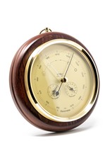 Fischer 014  Barometer Ø 20 cm met thermometer en hygrometer, in fraaie houten lijst