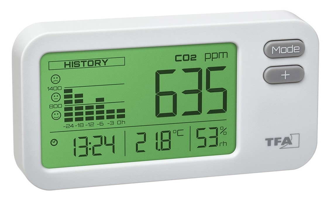 TFA 040 CO2, thermo en hygrometer met 24 uurgrafiek