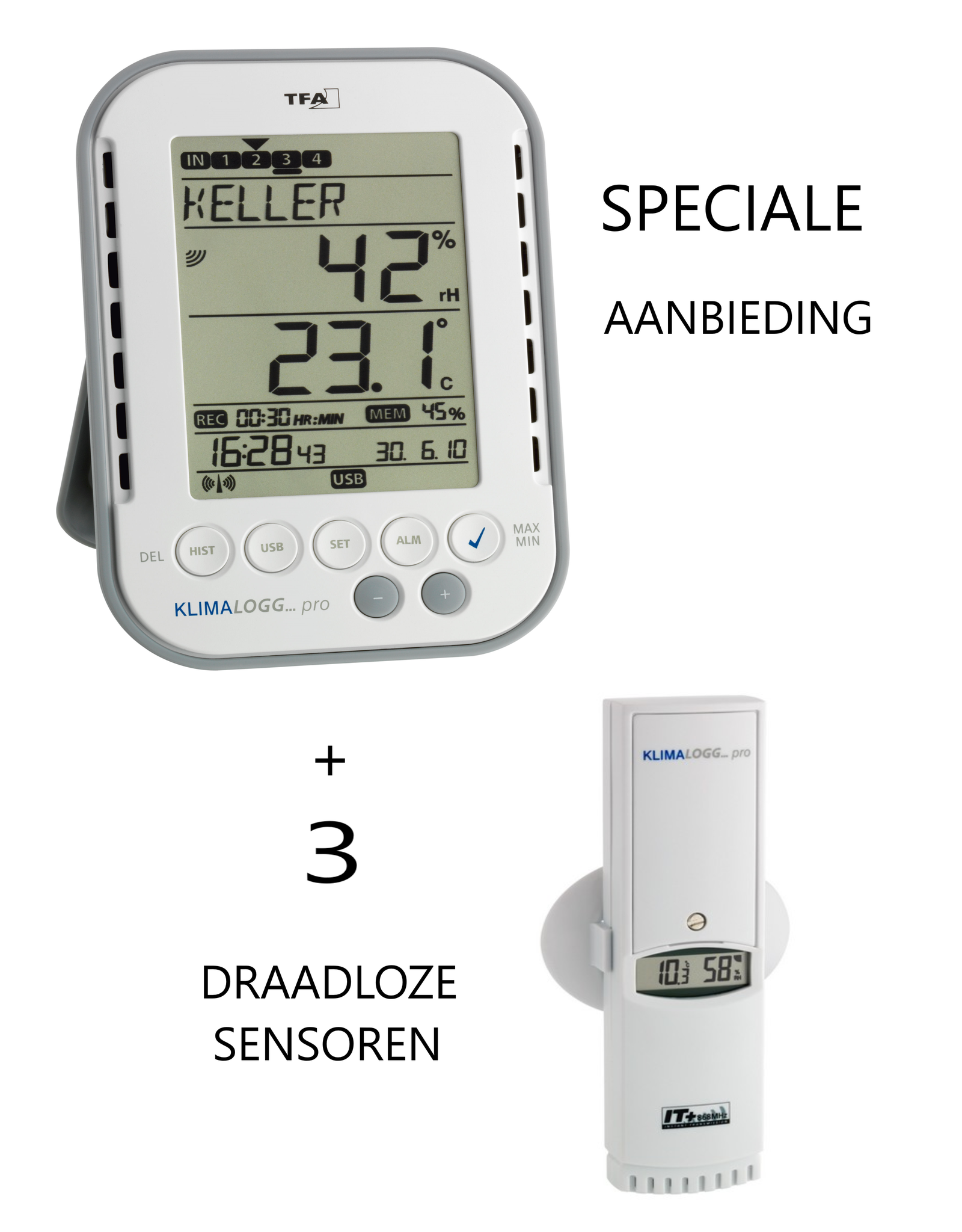 TFA 103 AANBIEDING: TFA 007 met 3 draadloze sensoren TFA 100