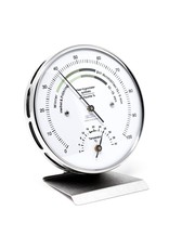 Fischer 001 Hygrometer en thermometer, met comfort-zone, mooie roestvrij stalen voet