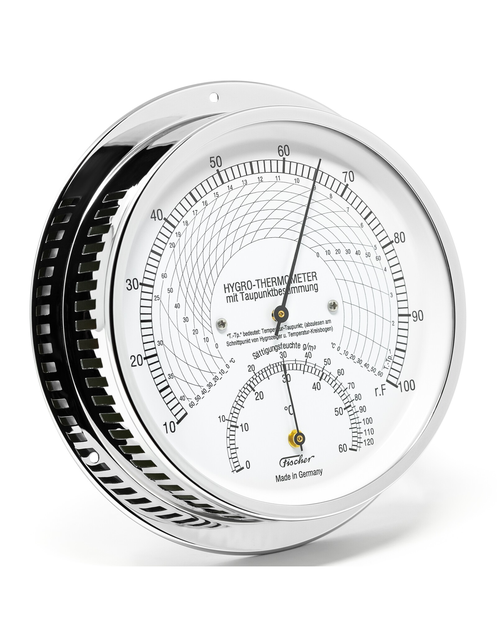 Lufft - Fischer 009 Hygrometer en thermometer, dauwpunt, messing verchroomd