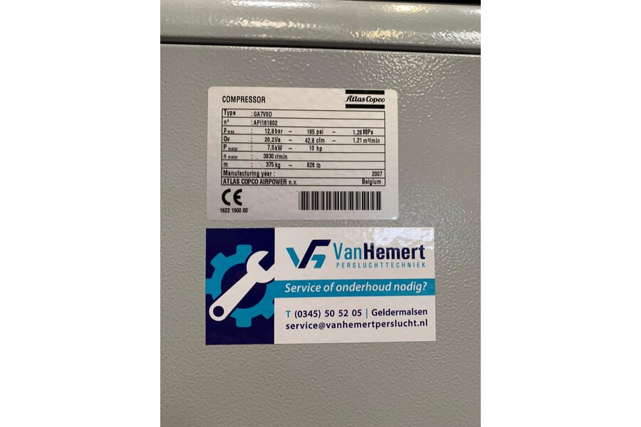 Atlas Copco GA7VSD FF (VERKOCHT)
