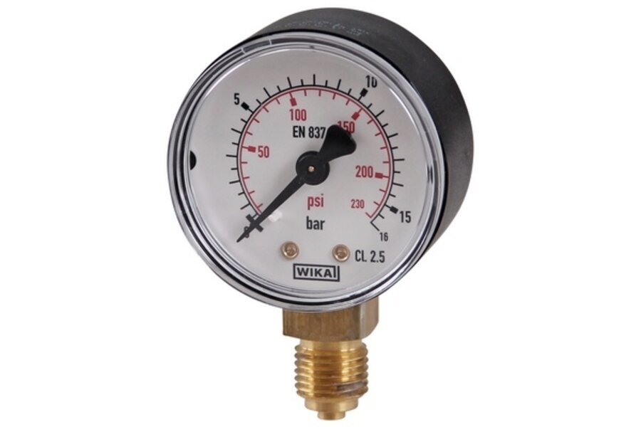 Manometer Ø50mm 1/4" 0-16bar onderaansluiting