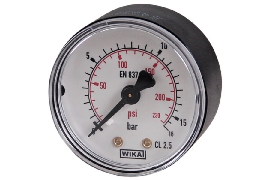Manometer Ø50mm 1/4" 0-16bar achteraansluiting