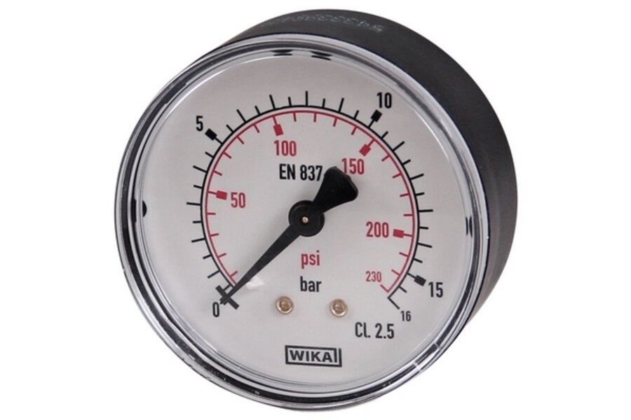 Manometer Ø63mm 1/4" 0-16bar achteraansluiting