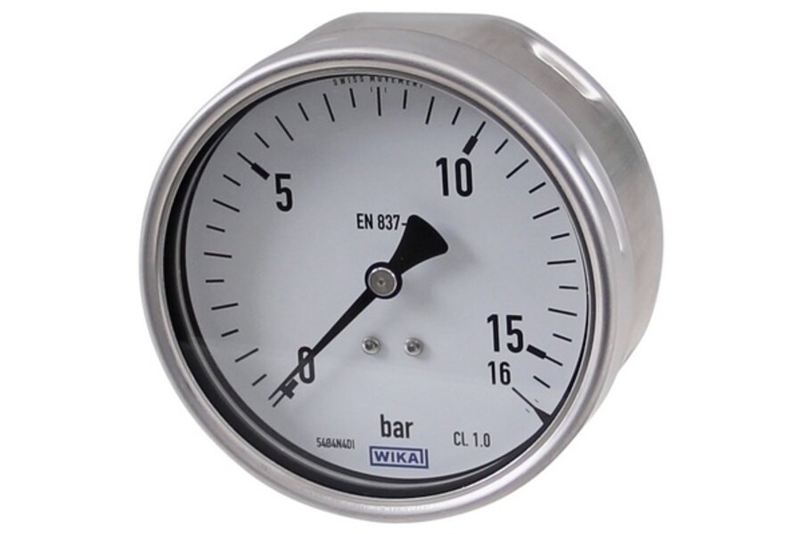 Manometer Ø100mm 1/2" 0-16bar achteraansluiting