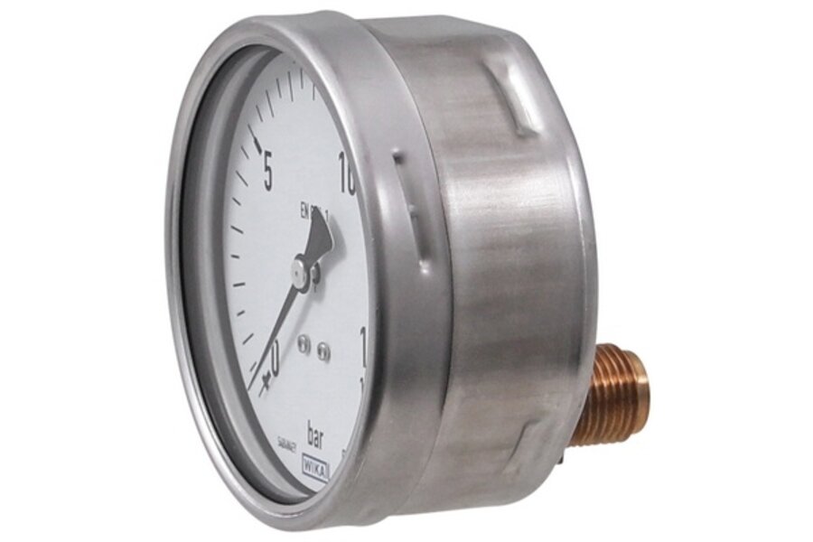 Manometer Ø100mm 1/2" 0-16bar achteraansluiting