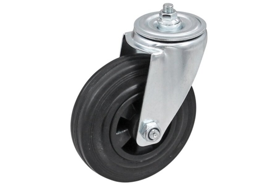 Zwenkwiel rubber 160mm (bevestigingsgat)