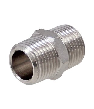 Messing vernikkelde koppeling 1/2" uitwendig (conische draad)