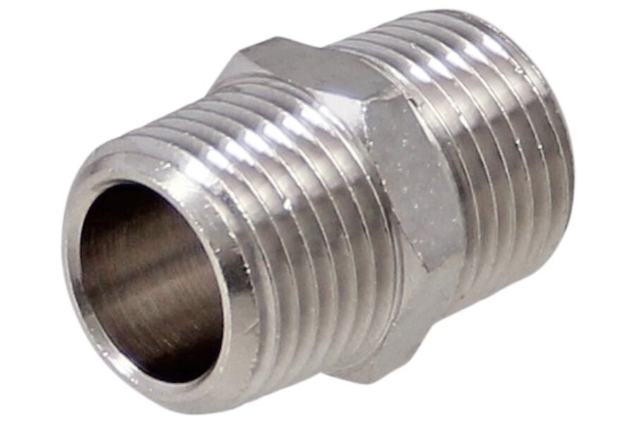 Messing vernikkelde koppeling 3/8" uitwendig