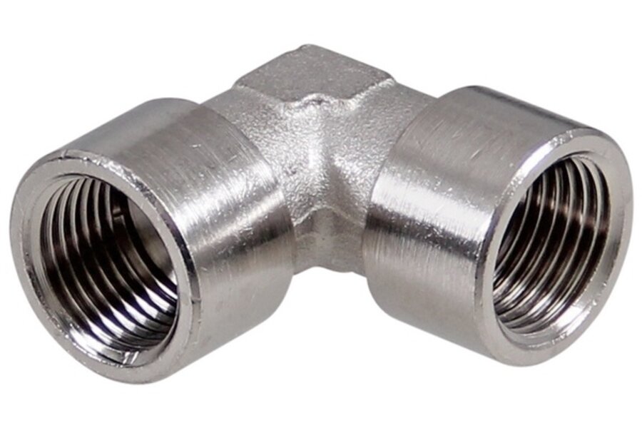 Messing vernikkelde koppeling 90° 1/8" inwendig