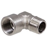 Messing vernikkelde koppeling 90° 3/8" inwendig - 3/8" uitwendig