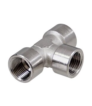 Messing vernikkeld T-stuk 1/4" inwendig