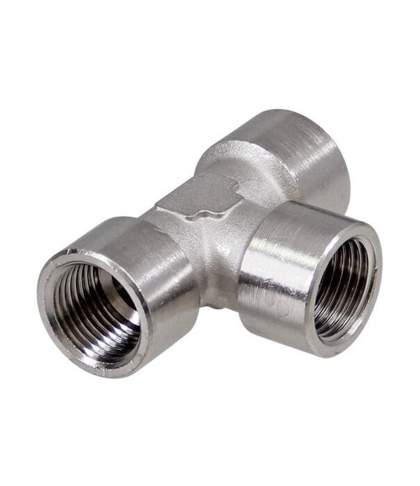 Messing vernikkeld T-stuk 1/4" inwendig