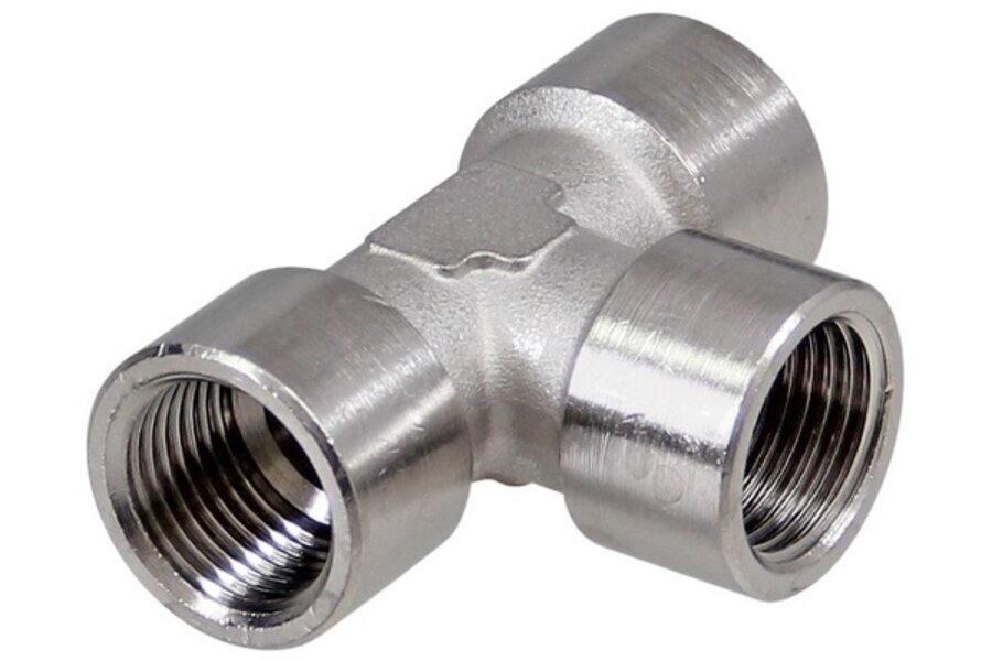 Messing vernikkeld T-stuk 3/8" inwendig