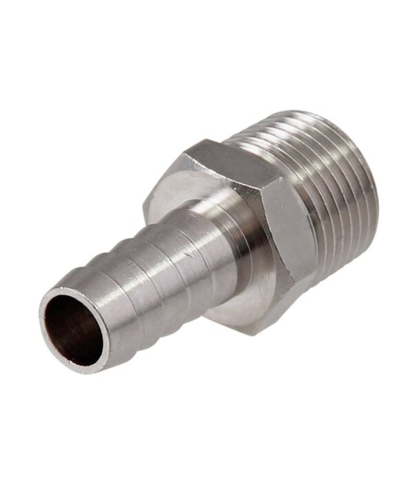 Messing vernikkelde slangpilaar 1/4" uitwendig - 10mm