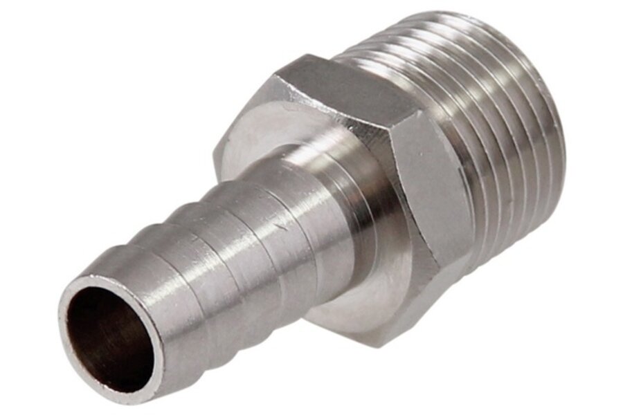 Messing vernikkelde slangpilaar 1/4" uitwendig - 8mm