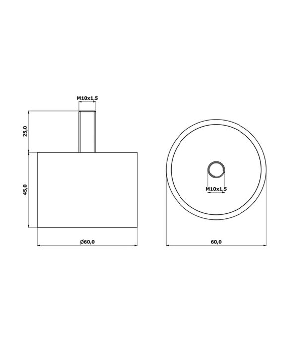 Trillingdemper (Type D) 60x45mm - M10