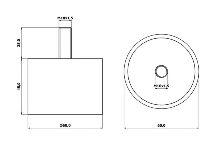 Trillingdemper (Type D) 60x45mm - M10