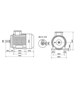 Elektromotor 4,0kW / 5,5pk - 400 volt