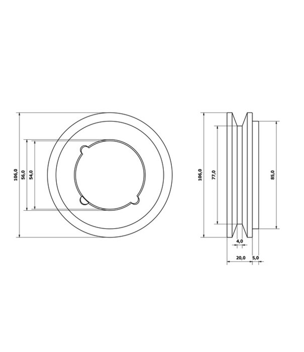 V-snaarpoelie Ø100mm 1-groef SPA (taperlock 1610)