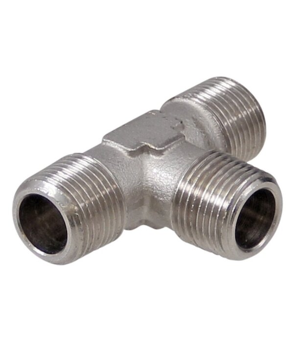 Messing vernikkeld T-stuk 1/4" uitwendig