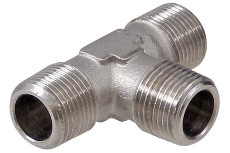 Messing vernikkeld T-stuk 1/2" uitwendig