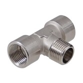 Messing vernikkeld T-stuk 1/4" uitwendig - 1/4" inwendig (2x)