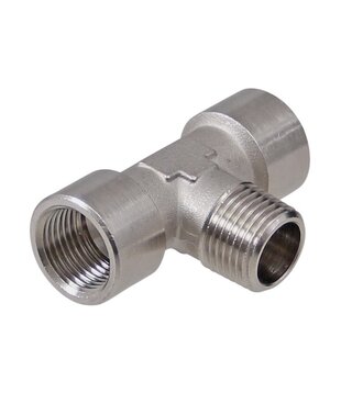 Messing vernikkeld T-stuk 1/4" uitwendig - 1/4" inwendig (2x)
