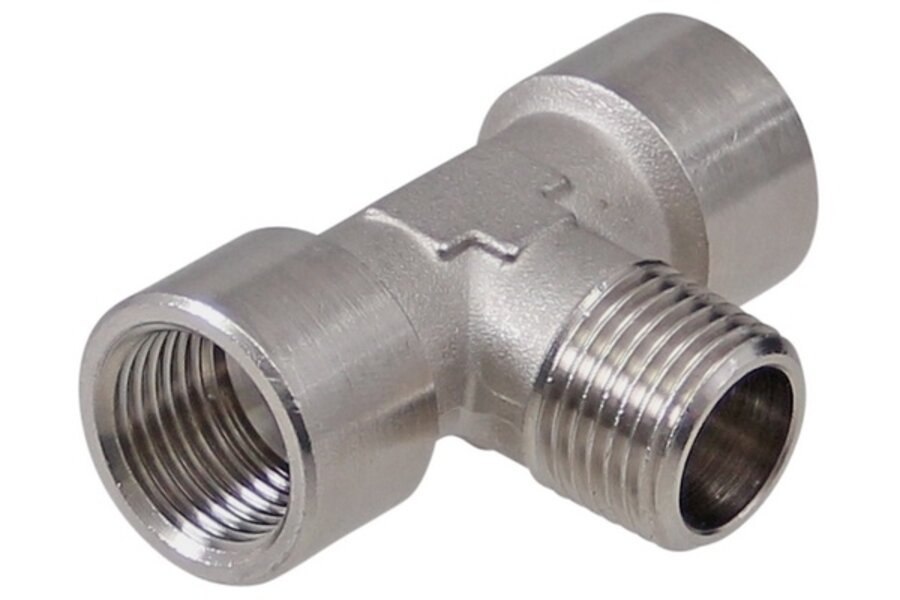 Messing vernikkeld T-stuk 1/2" uitwendig - 1/2" inwendig (2x)