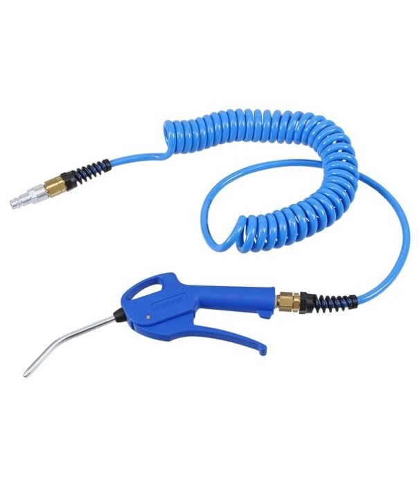 Spiraalslang PU 5x8mm 3 meter met blaaspistool 110mm korte tuit
