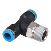 Push-in T-stuk 6mm - 1/4" uitwendig (zijkant uitgang)