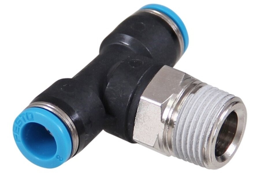 Push-in T-stuk 8mm - 3/8" uitwendig