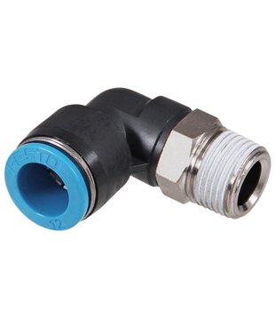 Push-in koppeling 90° 10mm - 1/4" uitwendig