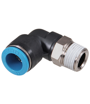Push-in koppeling 90° 8mm - 3/8" uitw.